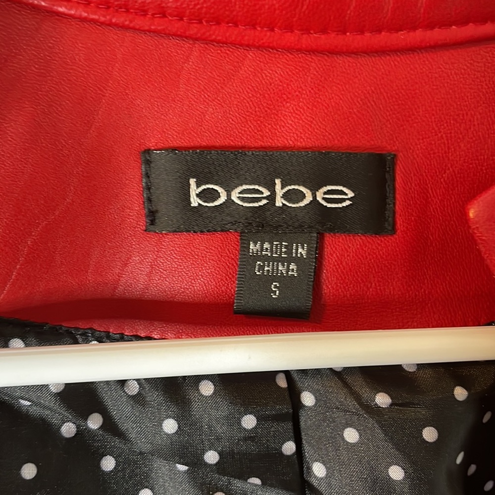 Red leather Bebe bomber jacket - Picture 2 of 5